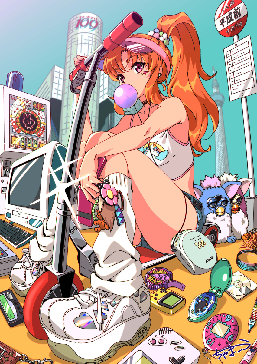1girl, 2000s, 90s, absurdres, ahsbro, apple_inc., bandai, bangs