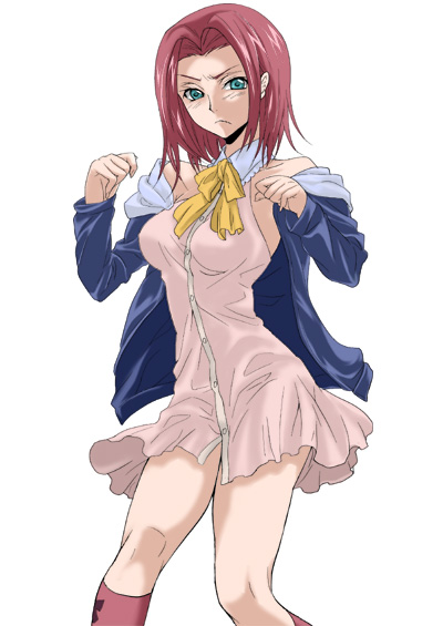 casual, code_geass, dress, higi_(pixiv), jacket, kallen_stadtfeld, off_shoulder
