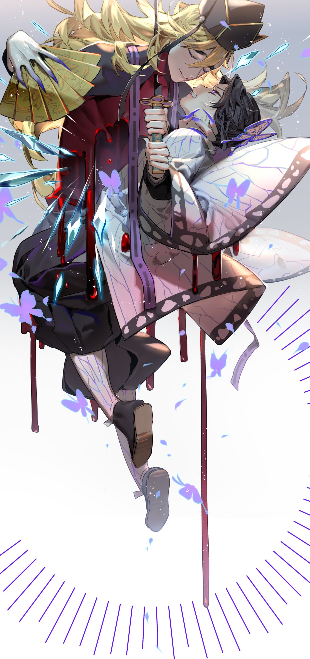 1boy, 1girl, absurdres, angry, animal_print, belt, black_footwear, black_hair