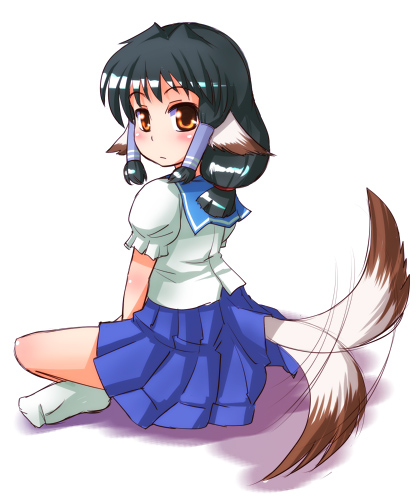 aruruw, lowres, school_uniform, tail, tail_wagging, utawareru_mono, utawarerumono, yn1982