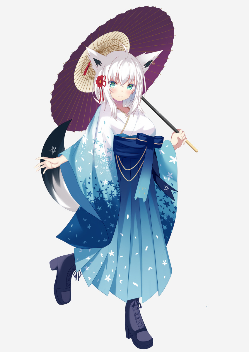 1girl, absurdres, ahoge, animal_ears, aqua_eyes, bangs, blue_footwear, boots
