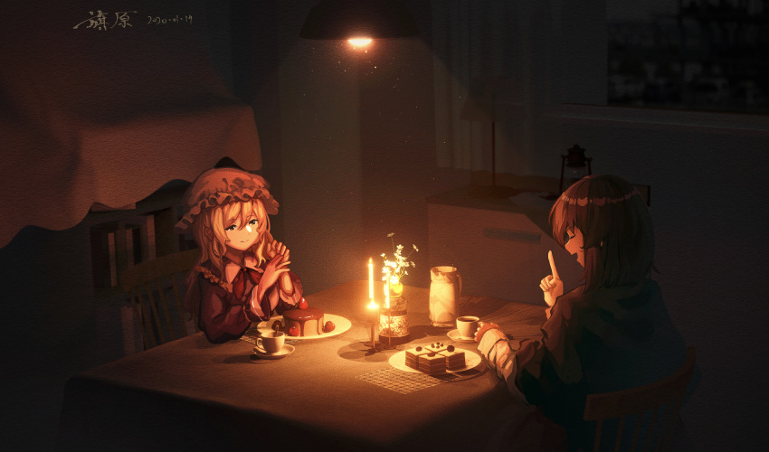 2girls, bangs, blonde_hair, bob_cut, book, bookshelf, bottle, box
