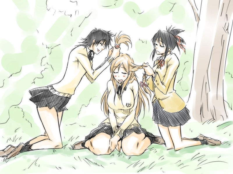 arisawa_tatsuki, black_hair, bleach, bleach:_memories_of_nobody, blush, braid, breasts, closed_eyes