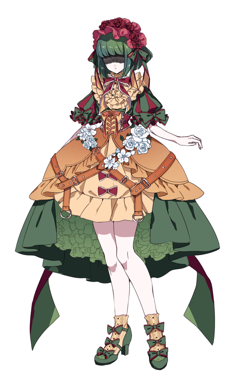 appletun, belt, bow, brown_dress, dress, dress_flower, flower, frills