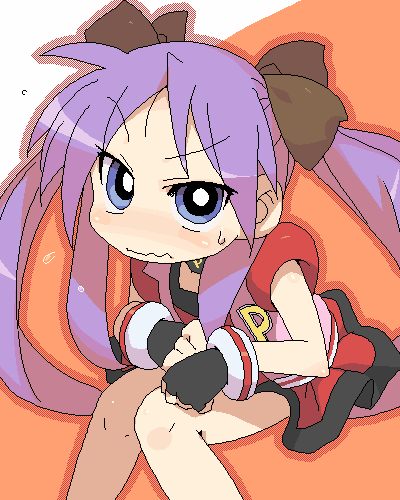 cosplay, hiiragi_kagami, hyper_blossom, hyper_blossom_(cosplay), katou_emiri, lowres, lucky_star, oekaki, powerpuff_girls_z, seiyuu_connection, seiyuu_joke