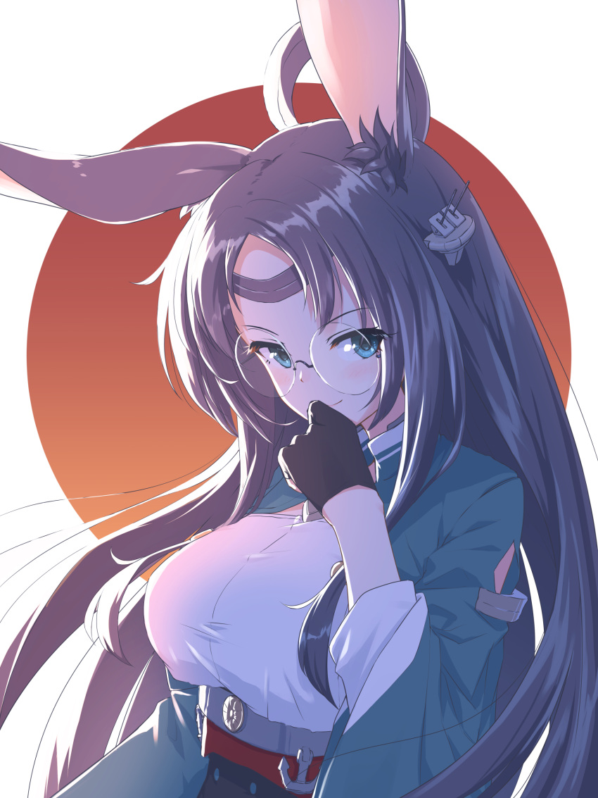 1girl, absurdres, akatsuki_no_akatsuki, animal_ears, azur_lane, black_hair, blue_eyes, breasts