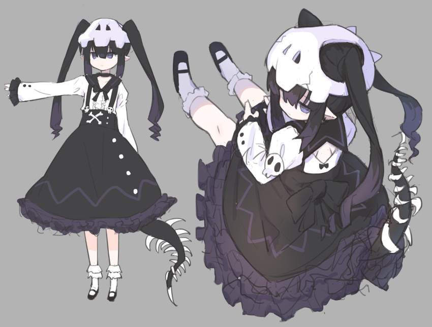1girl, black_bow, black_choker, black_dress, black_hair, bow, choker, collarbone