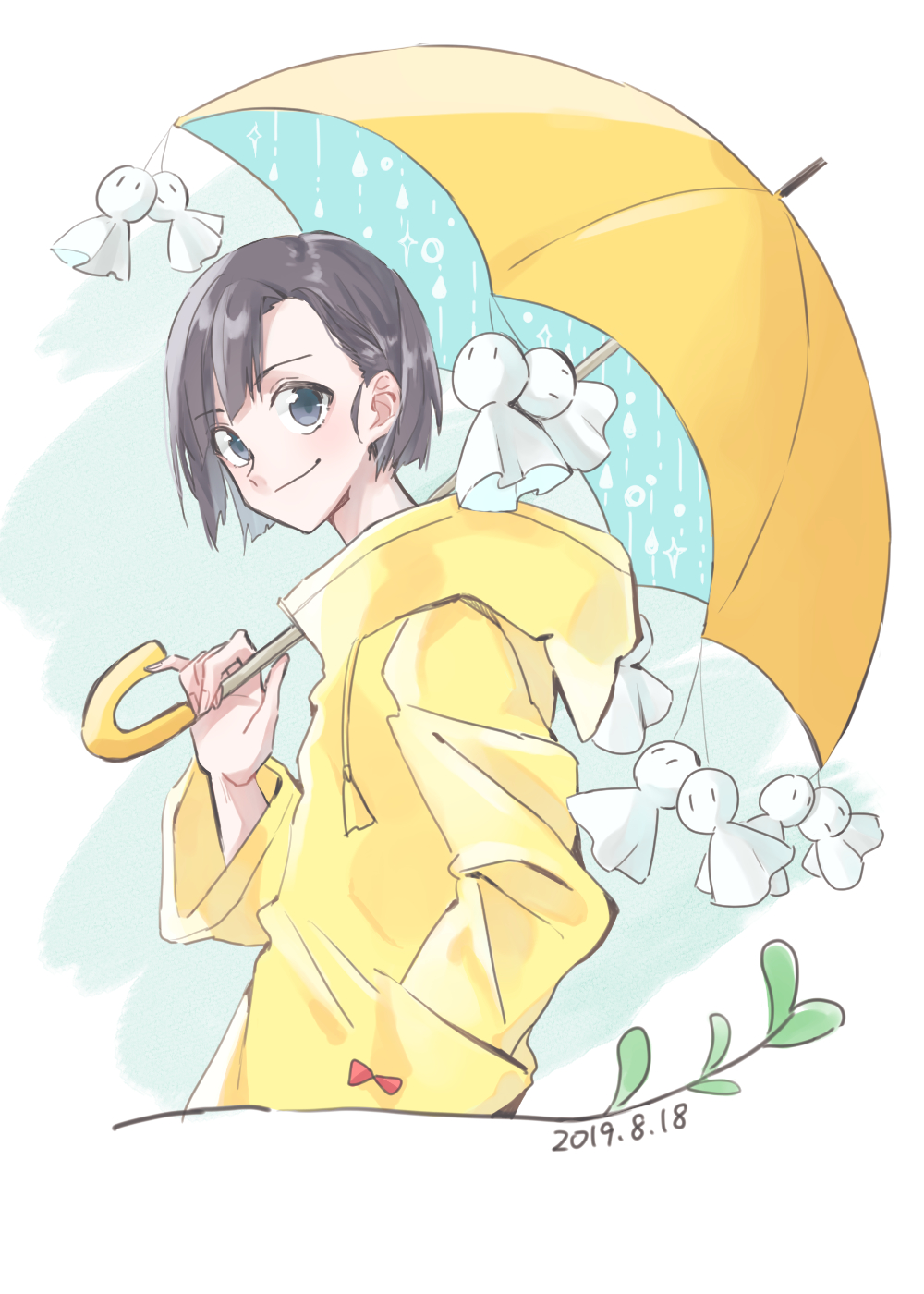 1boy, amano_nagi, bangs, black_hair, blue_eyes, dated, hand_in_pocket, highres