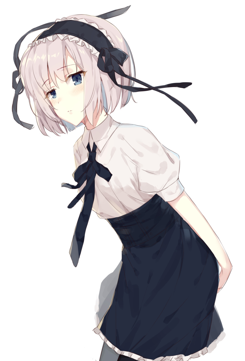 1girl, absurdres, alice_margatroid, alternate_costume, arms_behind_back, black_hairband, black_legwear, black_neckwear