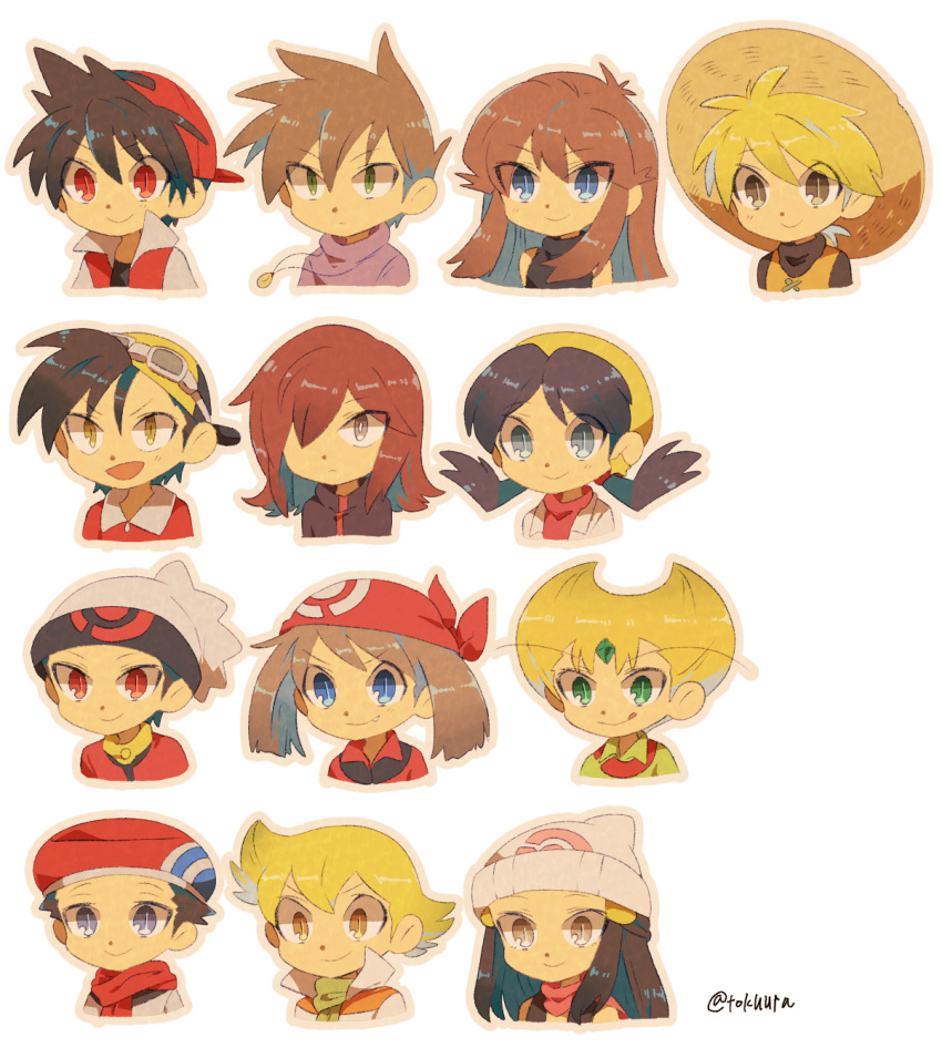 backwards_hat, baseball_cap, beanie, black_hair, blonde_hair, blue_(pokemon), blue_eyes, crystal_(pokemon)