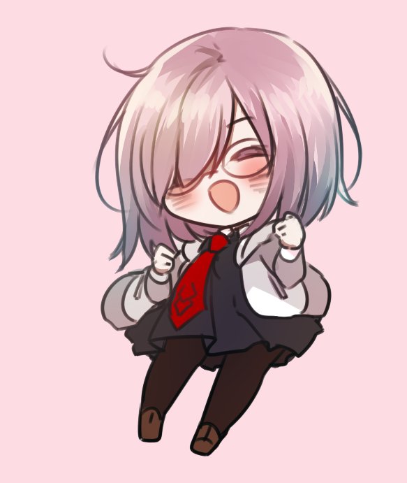 1girl, bangs, black_dress, black_legwear, blush, chibi, closed_eyes, dress