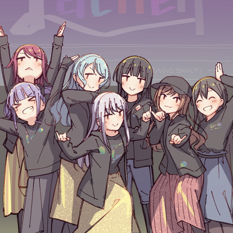>:), >_<, 6+girls, :3, \o/, ^_^, aiba_aina, aqua_hair