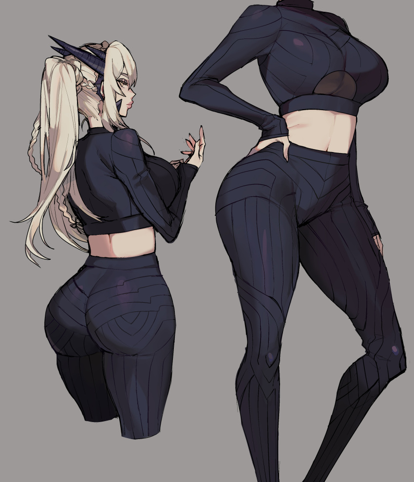 1girl, absurdres, adapted_costume, artoria_pendragon_(all), artoria_pendragon_(lancer_alter), ass, blonde_hair, breasts