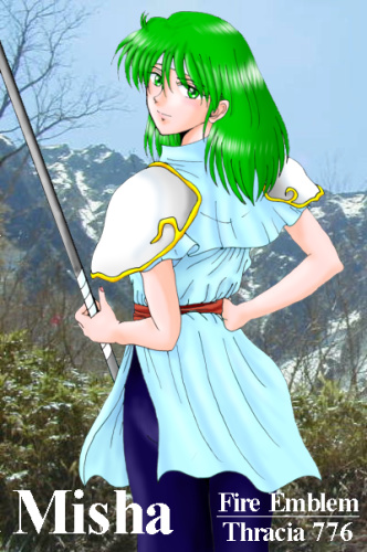 1girl, armor, fire_emblem, green_eyes, green_hair, hissaa_(starlight_express), holding, holding_weapon