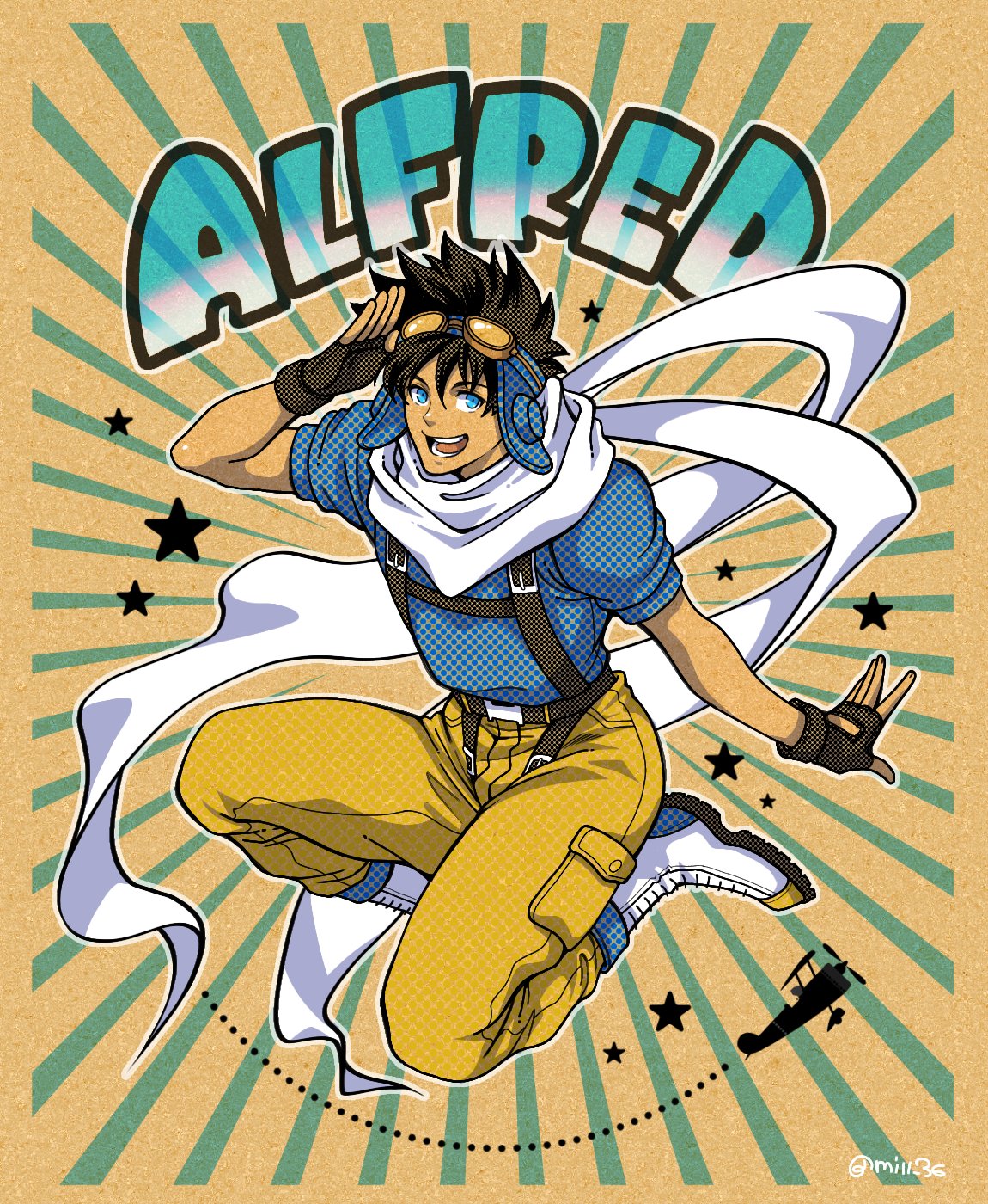 alfred_(fatal_fury), blue_eyes, boots, brown_hair, character_name, fatal_fury, fingerless_gloves, gloves
