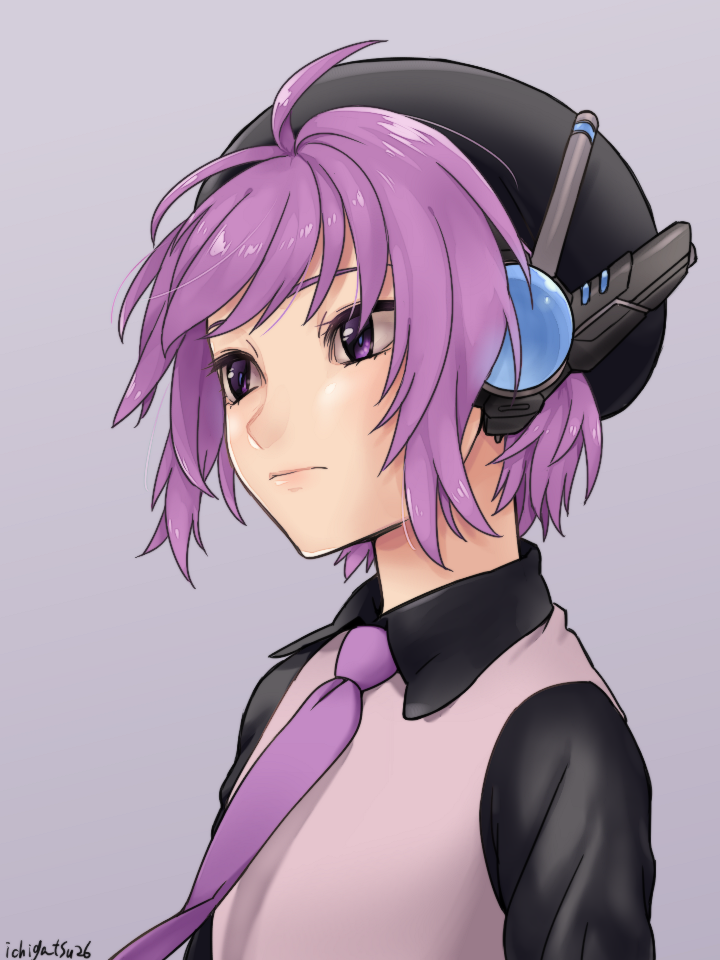 1girl, black_headwear, black_shirt, closed_mouth, collared_shirt, commentary, expressionless, flat_chest