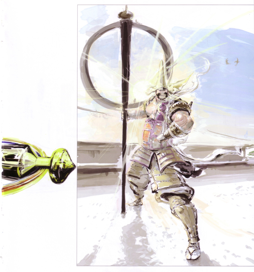 armor, highres, honganji_kennyo, sengoku_basara, staff, tsuchibayashi_makoto