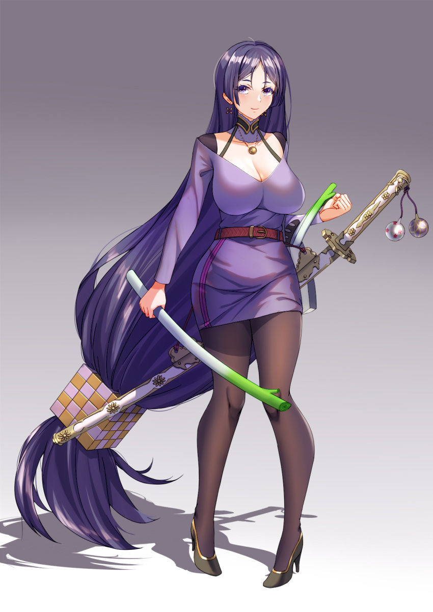 1girl, alternate_costume, black_footwear, black_legwear, breasts, commentary_request, dress, fate/grand_order