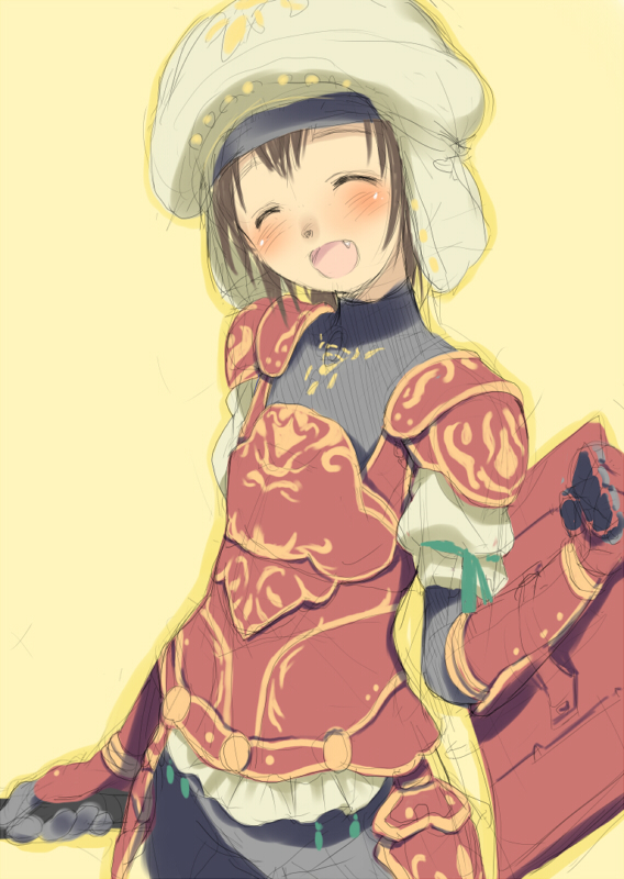 blush, closed_eyes, fang, final_fantasy, final_fantasy_xi, happy, hat, hima