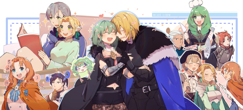 5boys, 6+girls, alternate_costume, annette_fantine_dominic, armor, ashe_ubert, belt, black_hair