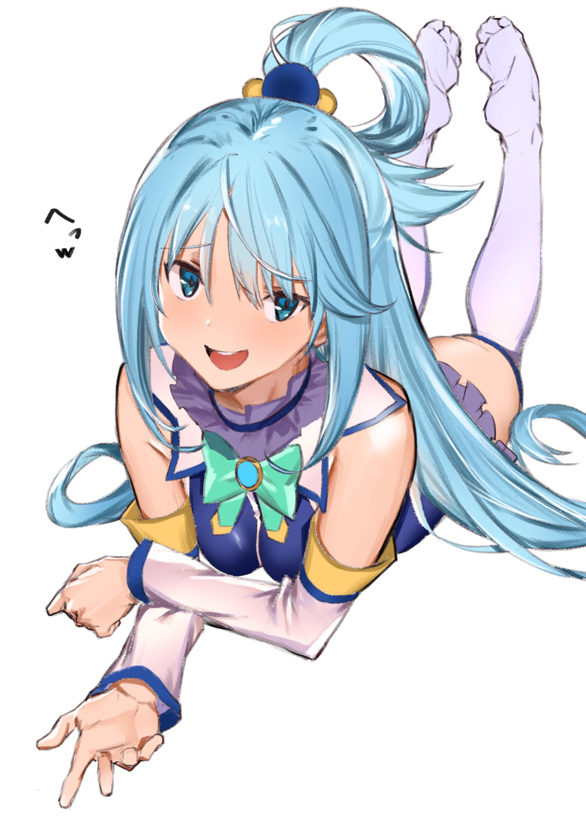 1girl, absurdres, aqua_(konosuba), bangs, blue_eyes, blue_hair, blue_shirt, blue_skirt