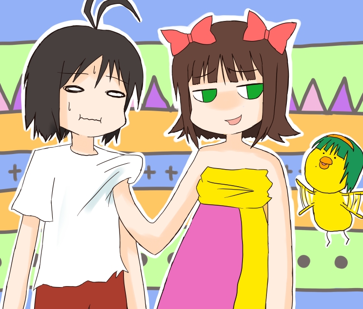 antenna_hair, cosplay, guu, guu_(cosplay), hale, hare, idolmaster, jungle_wa_itsumo_hale_nochi_guu, jungle_wa_itsumo_hare_nochi_guu, kagami_yuu, kikuchi_makoto, nonowa, otonashi_kotori