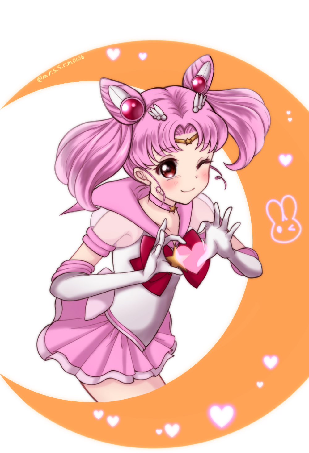 1girl, ;d, bishoujo_senshi_sailor_moon, blush, bow, bowtie, choker, collarbone