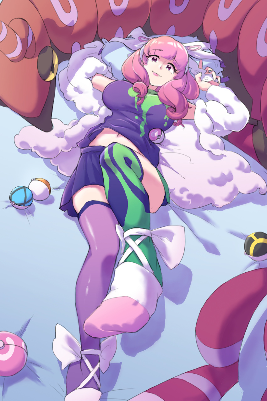 1girl, bangs, bed, bed_sheet, bow, breasts, coat, commentary_request