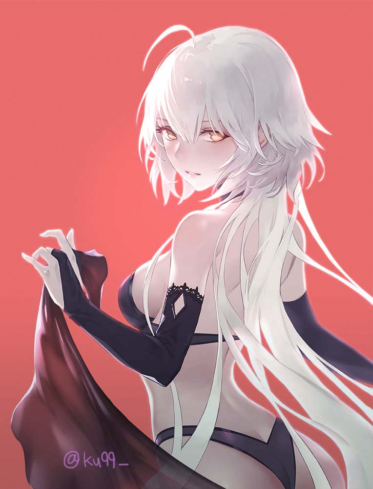 1girl, ahoge, ass, back, bangs, bare_back, bare_shoulders, bikini