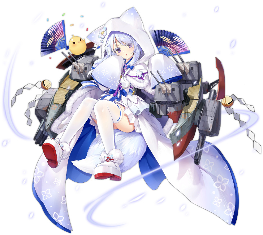 1girl, animal_ears, azur_lane, cloak, fan, folding_fan, full_body, highres