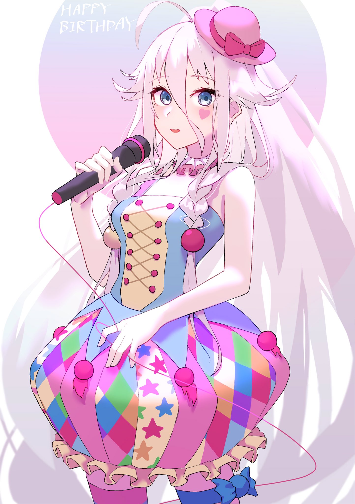 1girl, a_ruuuuuuuud, ahoge, bare_shoulders, bow, braid, bubble_skirt, cable