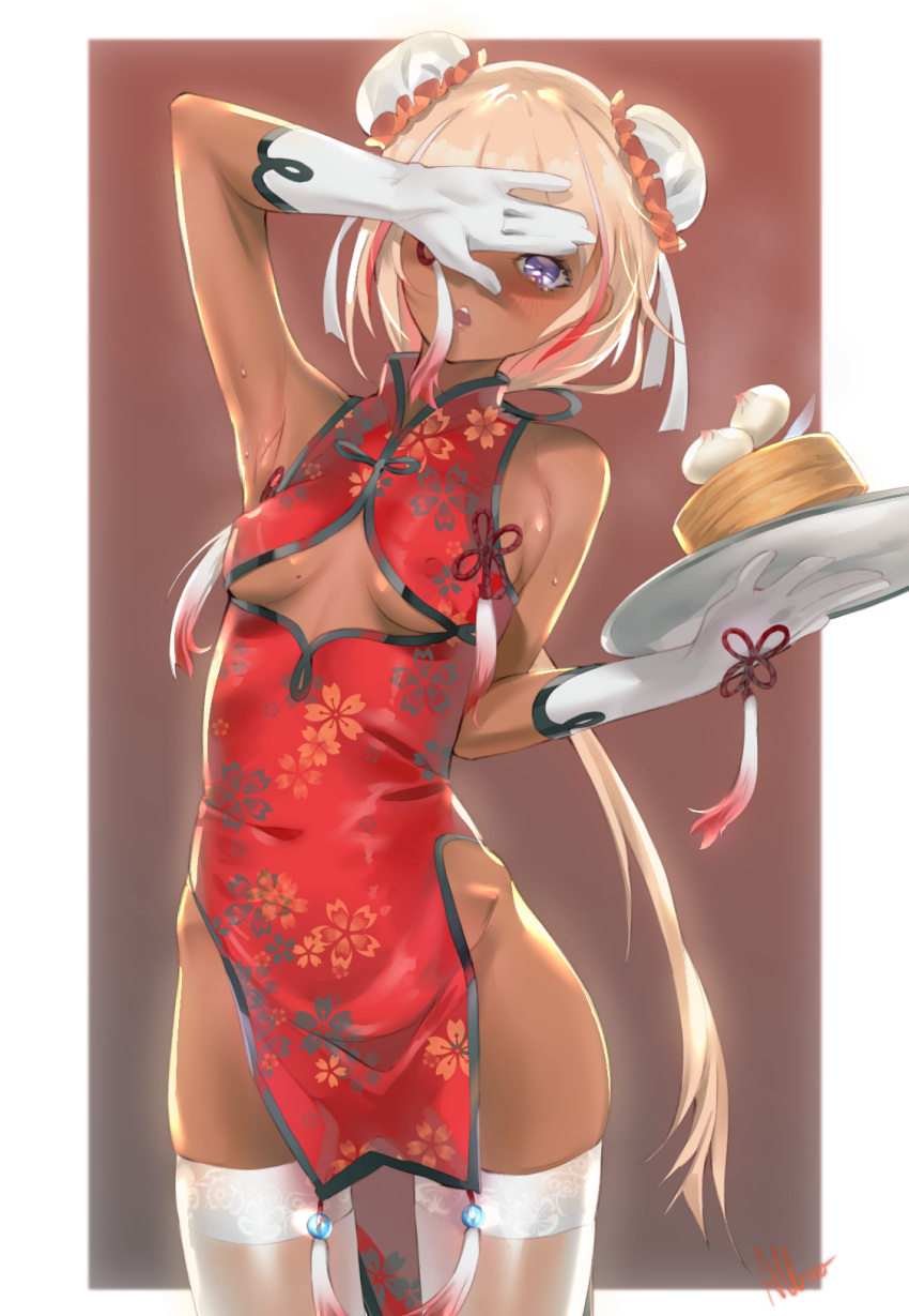 1girl, :o, albreo, bare_shoulders, blush, china_dress, chinese_clothes, chinese_new_year