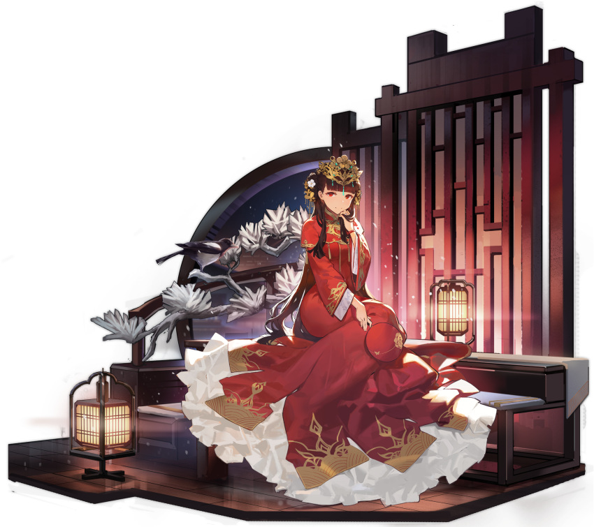1girl, azur_lane, black_hair, china_dress, chinese_clothes, crown, dress, highres