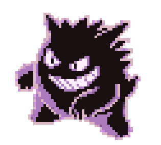 3d, animated, animated_gif, commentary, cortoony, creature, english_commentary, evil_grin, evil_smile, gen_1_pokemon, gengar, ghost, grin, lowres, multiple_sources, no_humans, pixel_art, pokemon, pokemon_(creature), pokemon_(game), pokemon_rgby, smile, solo, spinning, standing, transparent_background