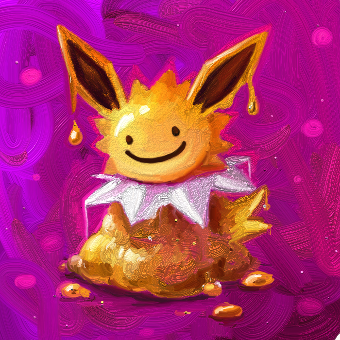 commentary, cortoony, creature, ditto, english_commentary, gen_1_pokemon, jolteon, looking_at_viewer
