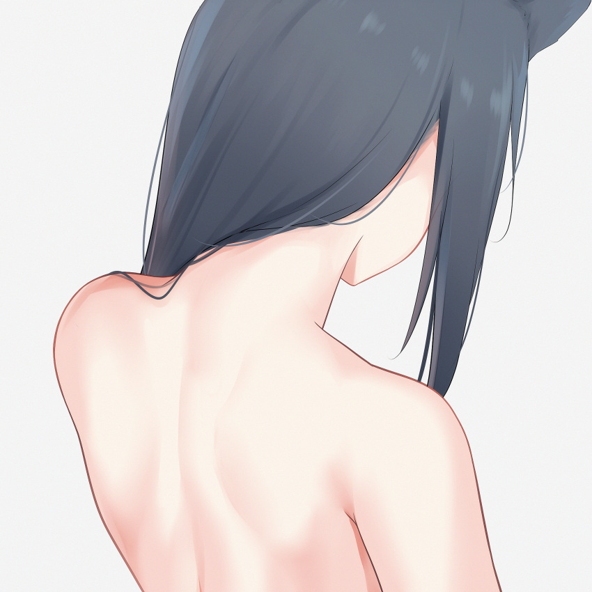 1girl, animal_ears, arknights, back, black_hair, byakuyayayayaya, commentary_request, from_behind