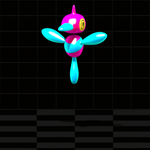3d, abstract, animated, animated_gif, bird, bird_focus, black_background, checkered