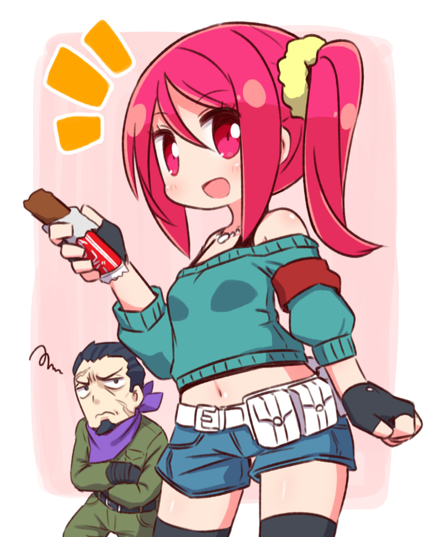 1boy, 1girl, 7th_dragon_(series), 7th_dragon_2020, :d, bangs, bare_shoulders, beard