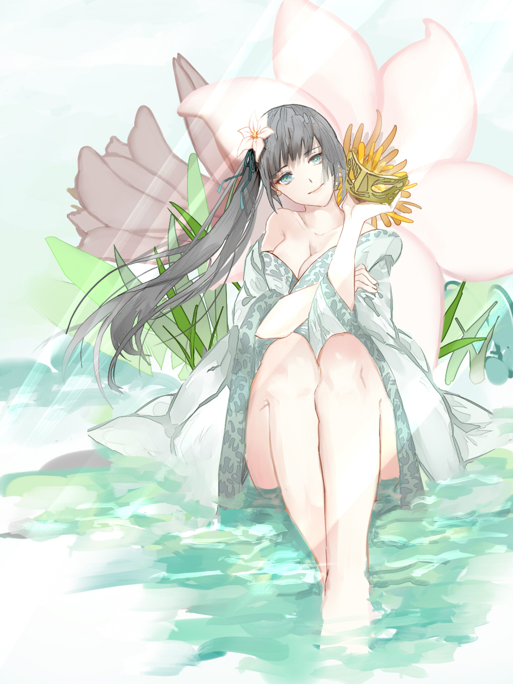 1girl, black_hair, board_game, candy_sheep, chinese_clothes, fate/grand_order, fate_(series), floral_print