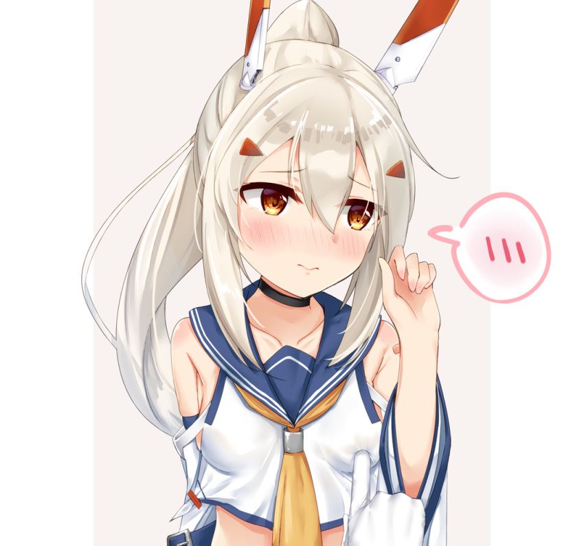 1girl, 1other, ayanami_(azur_lane), azur_lane, bare_shoulders, blonde_hair, blush, breast_poke