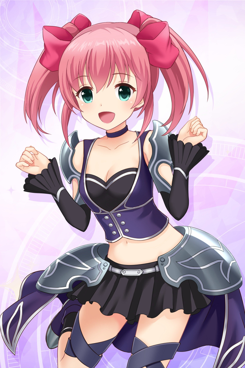 1girl, absurdres, alternative_girls, armored_skirt, breasts, choker, eyebrows_visible_through_hair, hair_ribbon