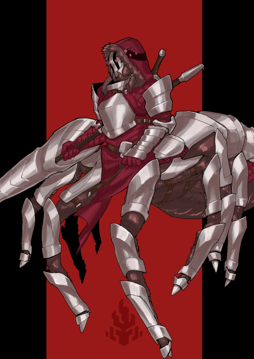 1boy, armor, clenched_hand, gloves, hachikyaku_rozunieru, highres, holding_lance, masago_shirou