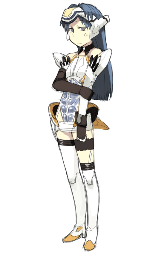 cosplay, crossover, idolmaster, kisaragi_chihaya, kos-mos, kos-mos_(cosplay), solo, thighhighs