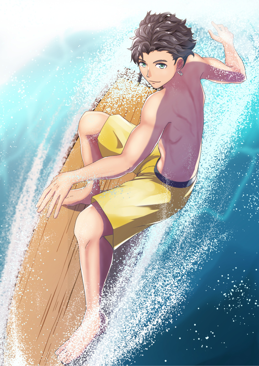 1boy, black_hair, claude_von_riegan, dark_skin, earrings, fire_emblem, fire_emblem:_three_houses, fire_emblem:_three_houses