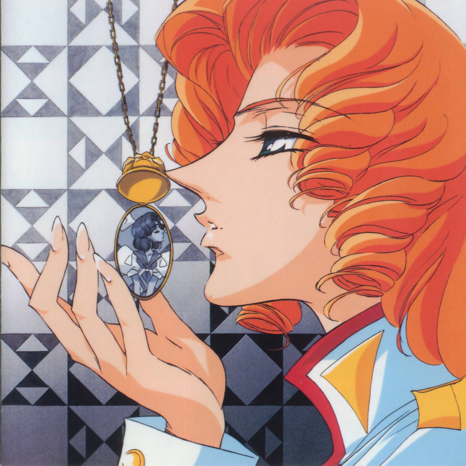 curly_hair, highres, jewelry, official_art, orange_hair, pendant, revolutionary_girl_utena, scan