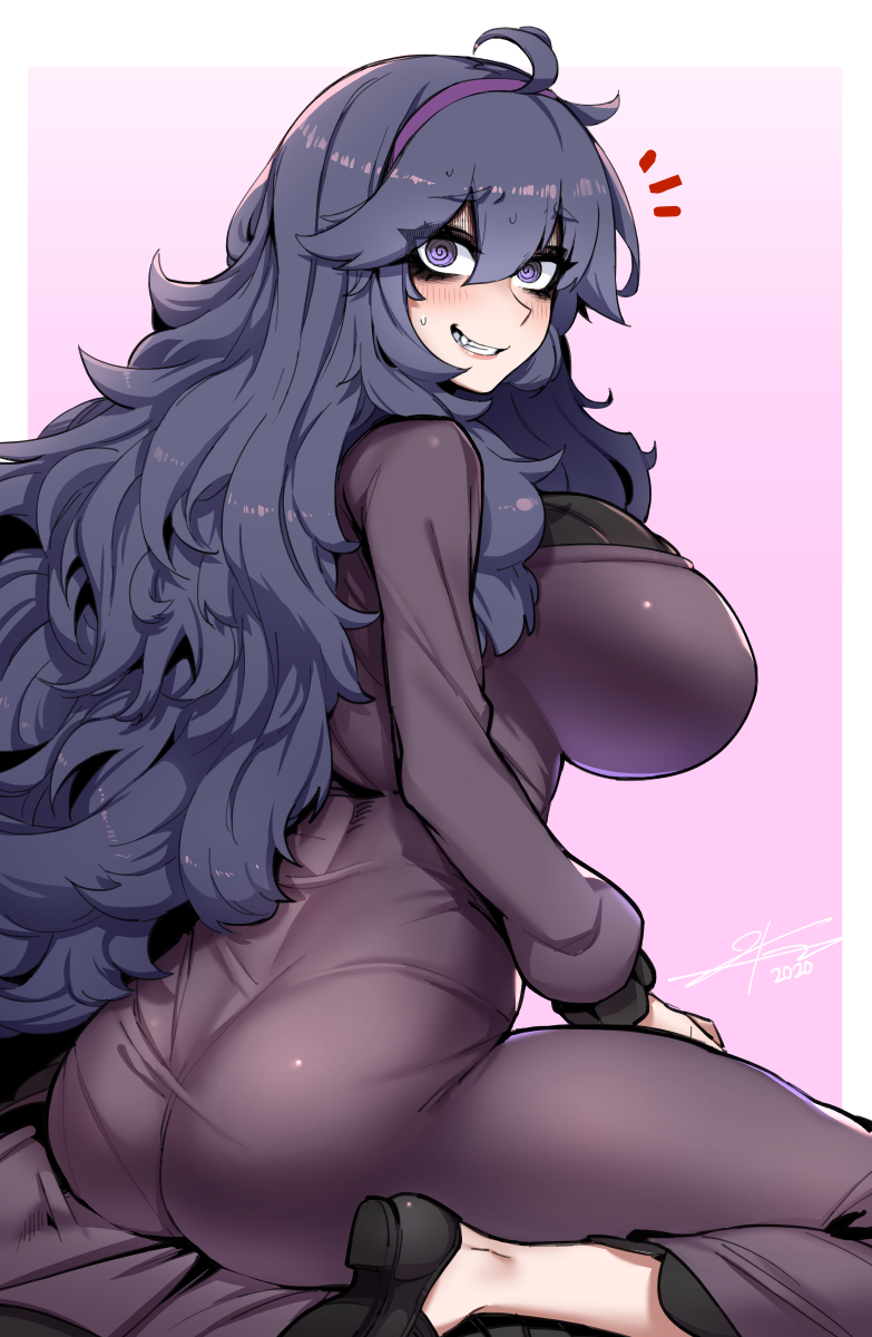 1girl, @_@, ass, back, blush, breasts, dress, eyebrows_visible_through_hair