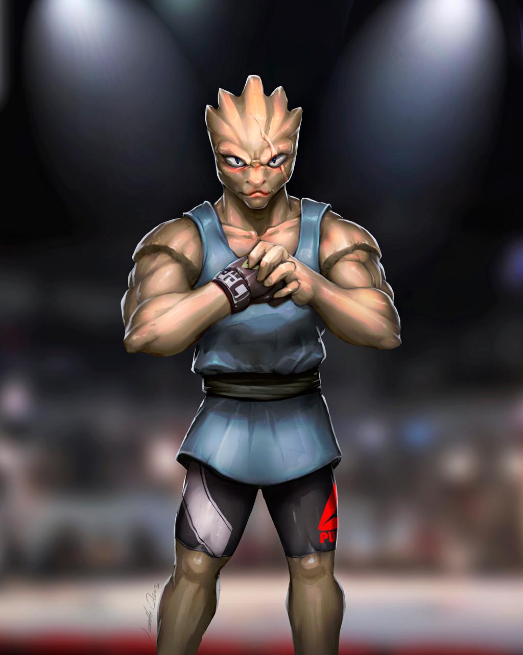 1boy, boxing_gloves, creature, feet_out_of_frame, gen_1_pokemon, highres, hitmonchan, looking_at_viewer