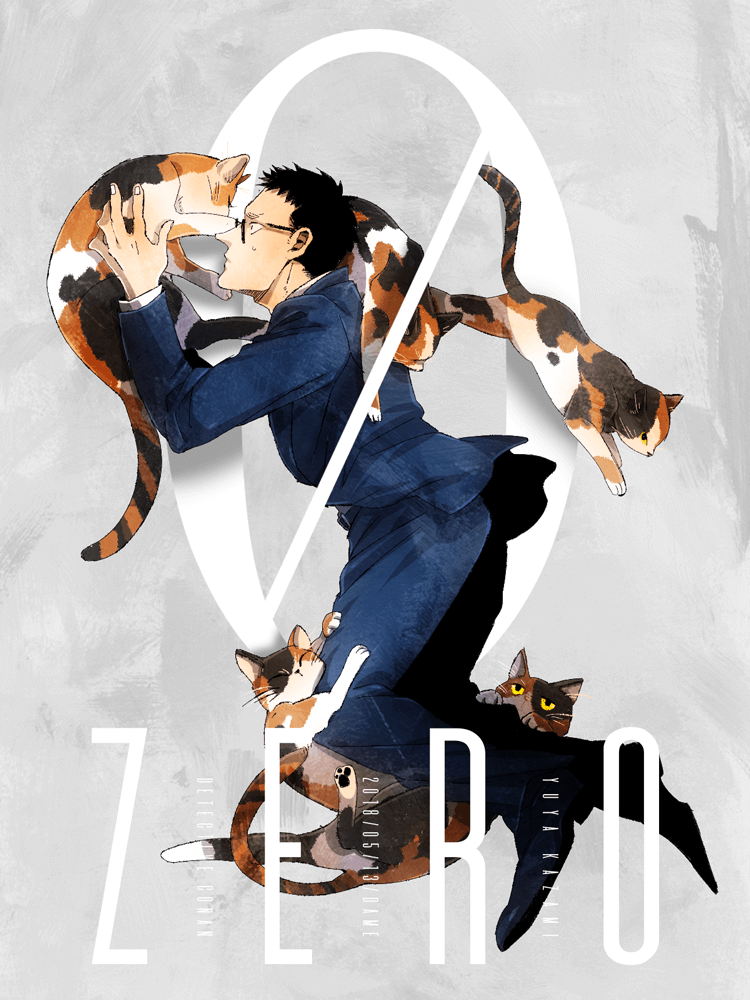 1boy, artist_name, black_hair, calico, cat, character_name, copyright_name, dame_(dame_ice)