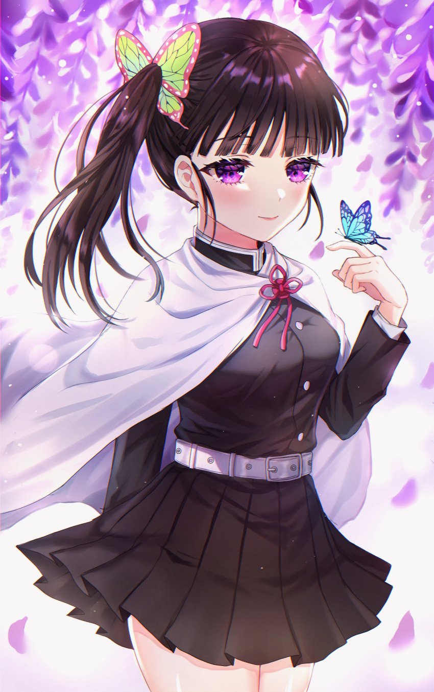 1girl, absurdres, bangs, belt, belt_buckle, black_hair, black_jacket, black_skirt