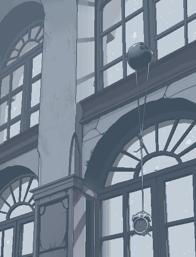 alarm_clock, ball, blue_theme, bowling_ball, clock, dithering, indoors, monochrome